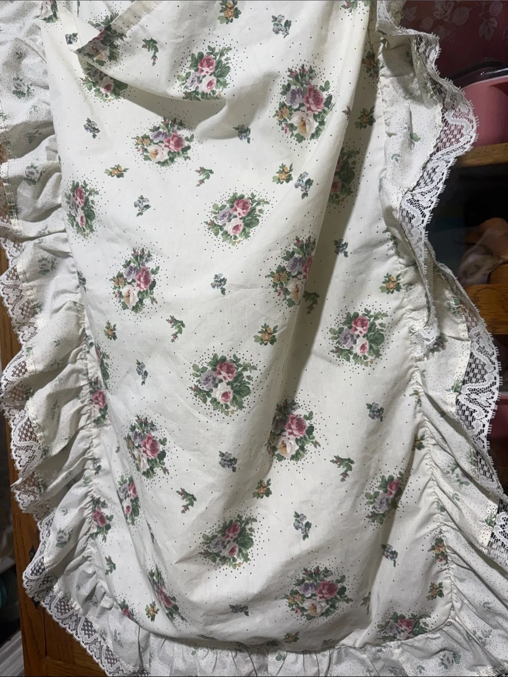 Floral Ruffled pillowcase with Lace Trim pillow sham vintage Cottagecore